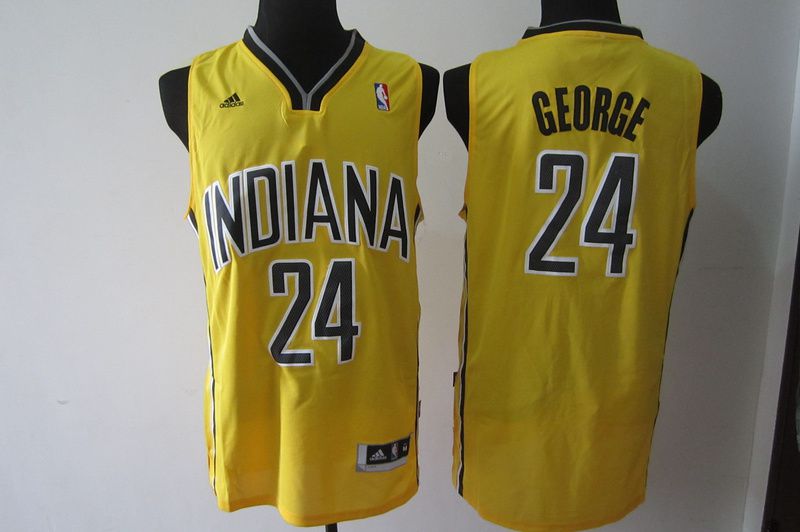 Men Indiana Pacers 24 George Yellow Adidas NBA Jersey